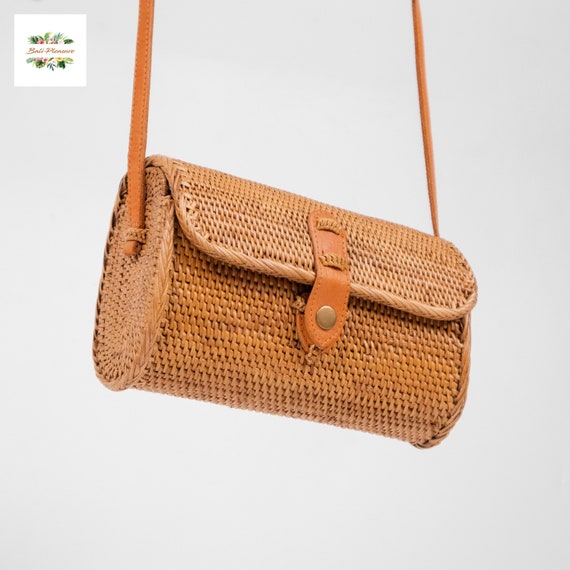 Wallet Rattan Bag - Bali Bag - Women Straw Bag - Handwoven Shoulder Beach Bag - Boho Summer Purse - Bohemian Crossbody Bag - Gift For Her