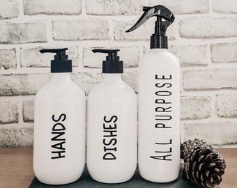 Kitchen Trio Set | 500ml, White //Kitchen Bottles// Sink Bottles, Hand Wash Dispenser//Kitchen Spray Bottle// Refillable Bottles