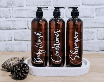 Bathroom Bottles |Tall Amber Tint 500ml & 1L  // Personalised Label/ Soap Dispenser/Bathroom Decor/ Christmas gifts / Mother's day Gift