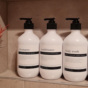 Minimalist Bathroom & Kitchen Bottles w/Lotion pump dispenser// 500ml Refillable White Bottles // Bathroom  Decor // Christmas Gifts