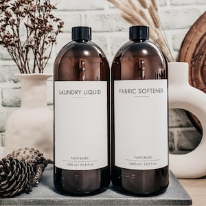 Minimalist Laundry  Bottles with Waterproof label// Refillable 1L bottle