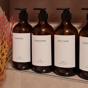Amber Glass Soap Dispenser 500ml //Minimalist bathroom Bottles w/ Lotion pump // Refillable//Bathroom Decor // Housewarming Gifts image 2