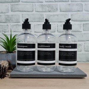 Modernes Badezimmer & Küche Flaschen w / Lotion Pumpspender // 500ml nachfüllbare klare PET Plastikflaschen // Home Decor // Einweihungsparty Geschenke