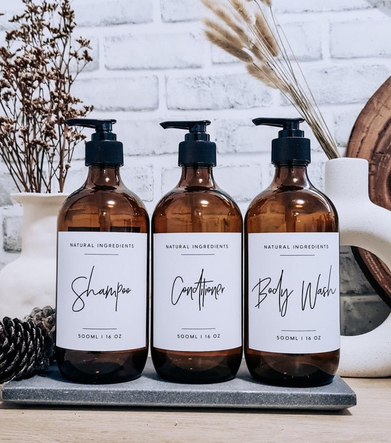 Stylish Amber Glass Bathroom & Kitchen Bottles W/waterproof Etsy