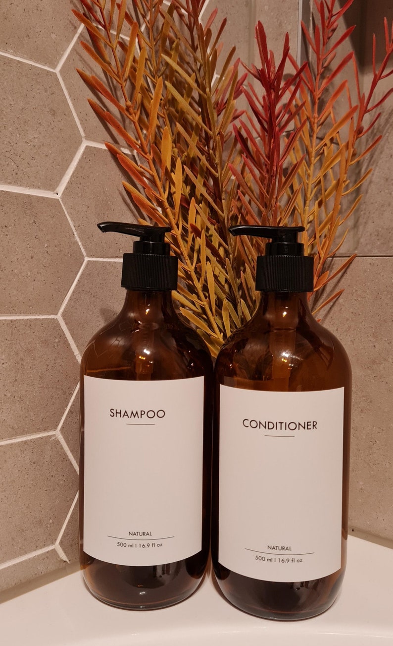 Amber Glass Soap Dispenser 500ml //Minimalist bathroom Bottles w/ Lotion pump // Refillable//Bathroom Decor // Housewarming Gifts image 6