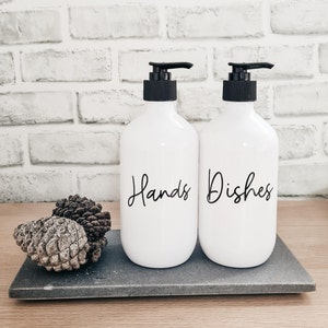 Kitchen Bottles, Hand Wash Dispenser/ Sink Bottles - White 500ml//Personalised Labels //Kitchen Decor /Refillable Pump Bottles