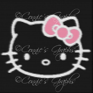 Kitty Pattern, Complete Crochet Written Graph Pattern, DIY Full Color Pattern, Crochet PDF Download or Hardcopy, Color Chart Included,