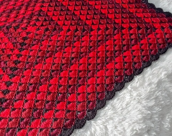 Fire & Shadow Crochet Blanket Pattern. Textured Square Afghan. PDF Tutorial.