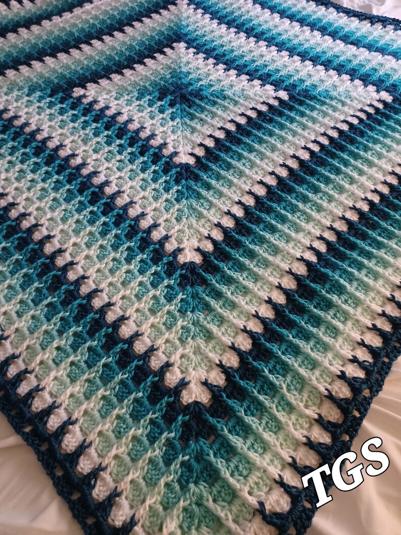 NOW ON SALE Aqua Twisted Granny Custom Blanket, Crochet Blanket