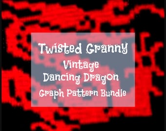 Vintage Twisted Granny Graph Pattern Bundle. 3 PDF Crochet eBooks. Lucky Dragon Blanket.