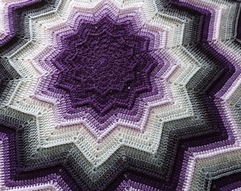 Crochet Blanket Pattern, Purple Velvet Ombre Throw, Modern Textured Afghan PDF
