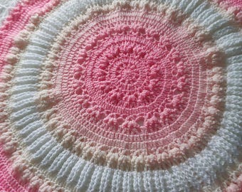 Crochet Blanket Pattern, Cottage Chic Mandala PDF. Ombre Circle Blanket