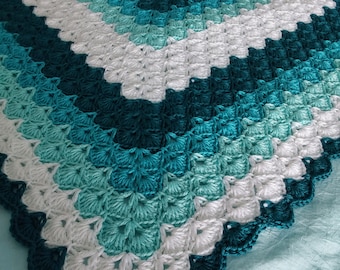 Crochet Blanket Pattern, Beyond Aqua Throw, Easy Textured Afghan PDF.