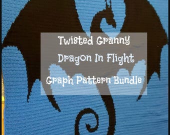 Twisted Granny Graph Pattern Bundle. 4 PDF Crochet eBooks. Dragon In Flight-2.