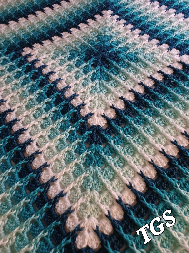 NOW ON SALE Aqua Twisted Granny Custom Blanket, Crochet Blanket