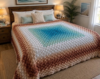 Coastal Oasis Textured Crochet Blanket Pattern. Thick & Cozy Throw | PDF Afghan.