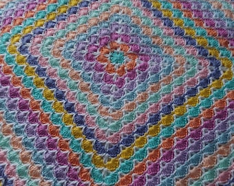Pastel Breeze Crochet Blanket Pattern. Easy Step-by-Step PDF with Photo Array.