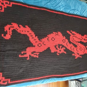 Lucky Dragon Blanket Written Pattern PDF, DIY blanket pattern, Digital Download or Hardcopy, Tutorial PDF gift idea, Complete pattern