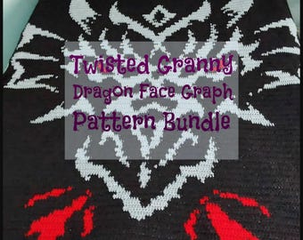 Twisted Granny Graph Pattern Bundle | 3 PDF Crochet eBooks | Dragon Face Blanket.