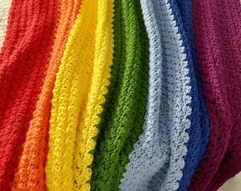 Chakra Harmony Stripe Crochet Blanket Pattern. Textured Feng Shui Afghan PDF.