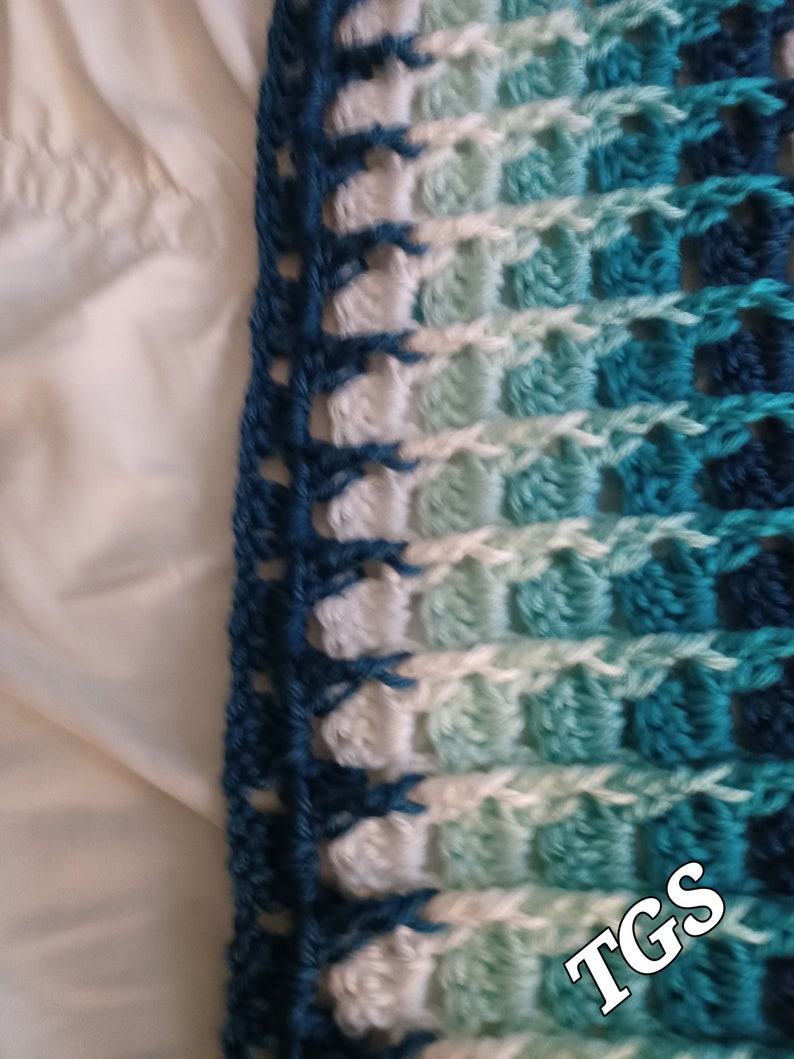 NOW ON SALE Aqua Twisted Granny Custom Blanket, Crochet Blanket