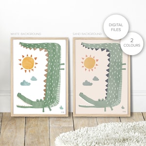 Digitale Dateien von Pip+Phee Jungle Club Crocodile Printable - Baby Nursery Decor Art