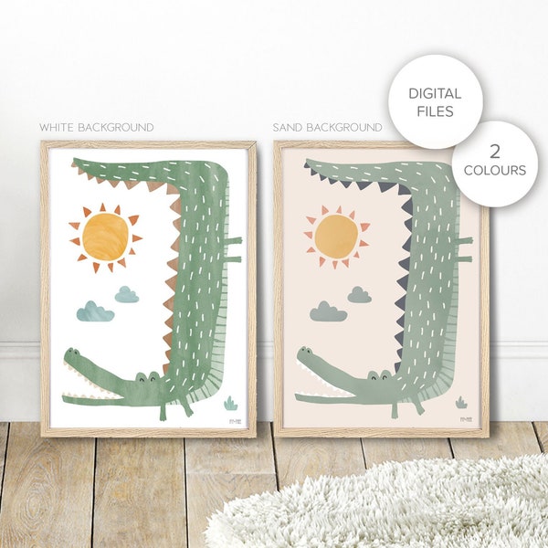 Digitale bestanden van Pip+Phee Jungle Club Crocodile Printable - Baby Nursery Decor Art