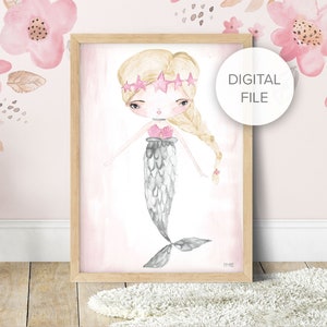 DIGITAL FILE of Pip+Phee Mermaid Wall Print (Blonde) - Printable Art - Files Only