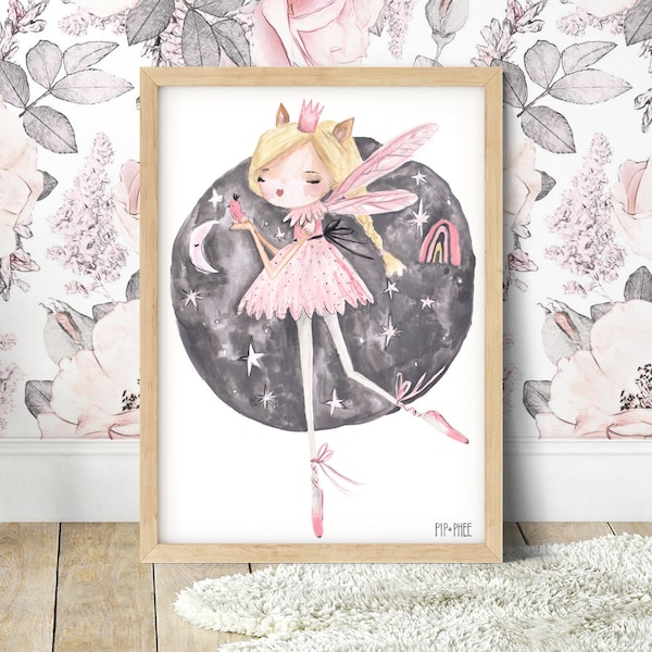 Pip+Phee Fairy Ballerina Lunar Pixie Wall Print