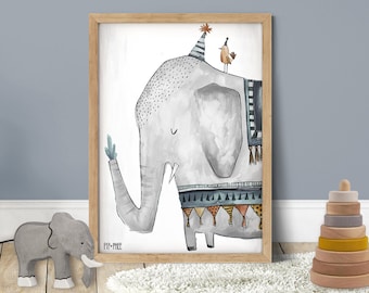 Pip+Phee Elephant Wall Art Print - Playroom - Baby Nursery - Decor Art