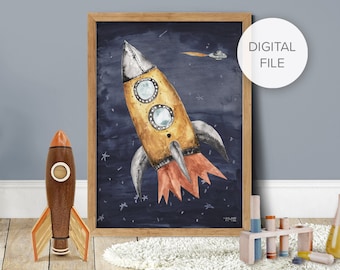 Digital Files of Pip+Phee Space Rocket - Printable - Baby Nursery Decor Art