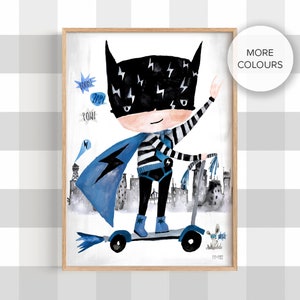Pip+Phee Superhero - Boy Wall Decor Print - Personalised - Or Custom Colours