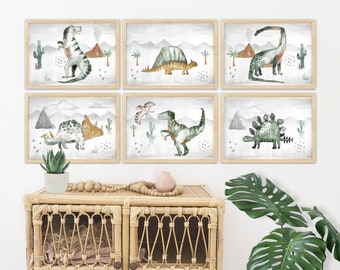 Pip+Phee Dinosaur Landscape Set - Dusty Olive Colourway -  3,4,5 or 6 - Choose which Prints