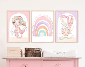 Pip+Phee Ocean Tales Mermaid Rainbow Set - Girls Room - Boho Nursery - Personalised