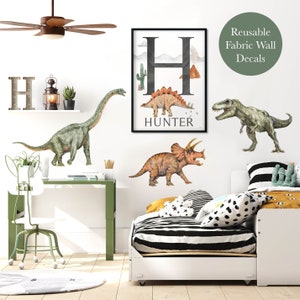 Pip+Phee Dinosaur Fabric Wall Decals - Reusable - Trex, Triceratops & Brachiosaurus