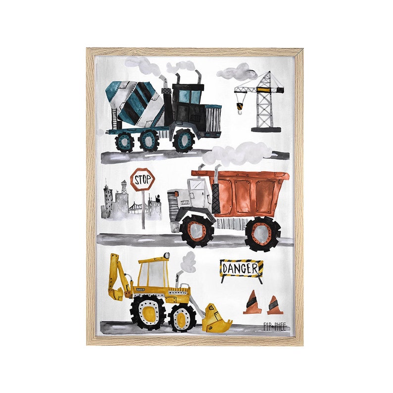 Pipphee Construction Truck Wall Art Print Playroom Boys Etsy Australia