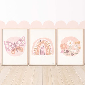 Pip+Phee Daisy Fields Circle Set - Peach - Art Prints - Choose 1, 2 or 3