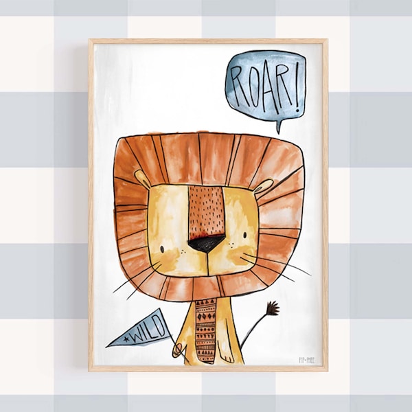 Pip+Phee Lion Roar Wall Art Print - Playroom - Baby Nursery - Decor Art