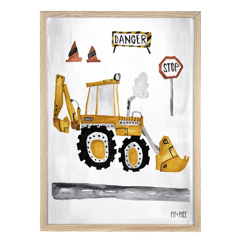 PipPhee Diggers & Trucks Construction Wall Print Set Boys Room Nursery Choose 1, 2 or 3 Prints image 4