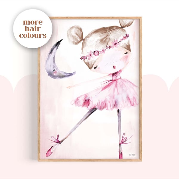 Pip+Phee Ballerina-muurkunstprint - speelkamer ballet - babykamer - decoratiekunst