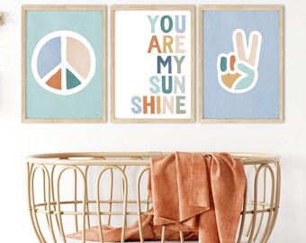 Pip+Phee Peace Out Sunshine Print Set - Choose 1, 2 or 3 - Boys Teen Boho Beach Art