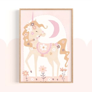 Pip+Phee Daisy Einhorn Wandbild (Dusty) - Baby Girl Kinderzimmer Spielzimmer Dekor