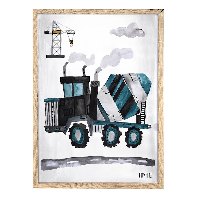 PipPhee Diggers & Trucks Construction Wall Print Set Boys Room Nursery Choose 1, 2 or 3 Prints image 3