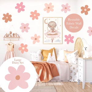 Pip+Phee Daisy Fabric Wall Decals - Reusable - Large Size - Dusty Pink/Peach Colours