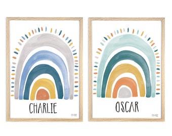 Pip+Phee Rainbow Personalized Wall Print - Baby Whimsical Boho Nursery Art