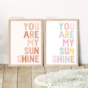 Pip+Phee Rainbow &#39;You are my Sunshine&#39; Wall Print - Baby Girl Nursery Playroom Decor