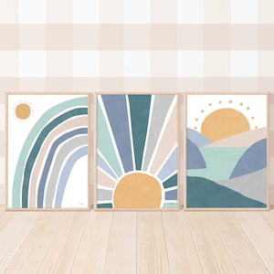 Pip+Phee Sunny Days Blue Rainbow Set of Prints - Choose 1, 2 or 3