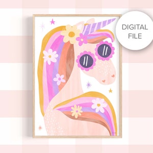 DIGITAL FILE of Pip+Phee Daisy Unicorn Print - Printable Art - File Only