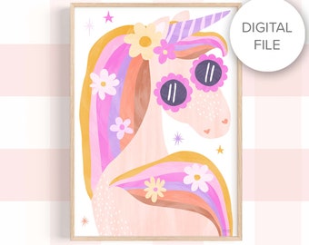 DIGITAL FILE of Pip+Phee Daisy Unicorn Print - Printable Art - File Only