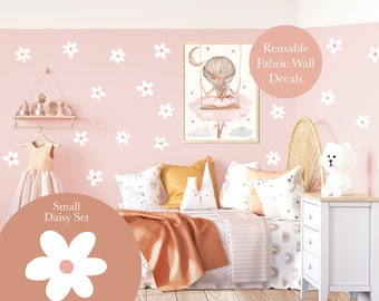 Pip+Phee Daisy Fabric Wall Decals - Reusable - Small Size - White Daisy Set
